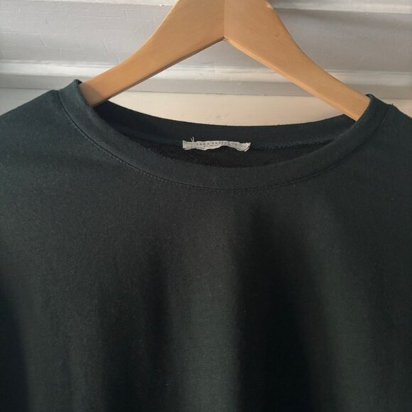 Zara Trafaluc Hunter Green Wide Long Sleeve Top Faux Fur Cuff Size S - Picture 5 of 11